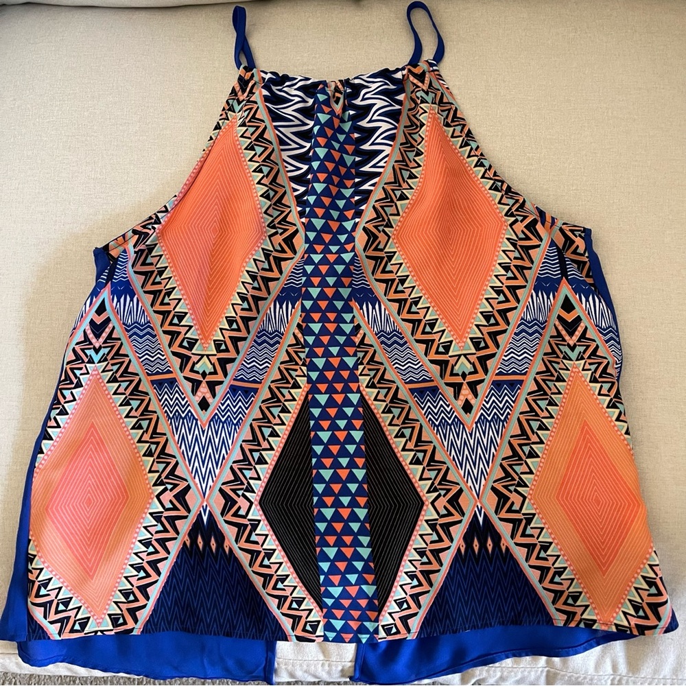 Bright Colored Flowy Halter Top w/ Open Back